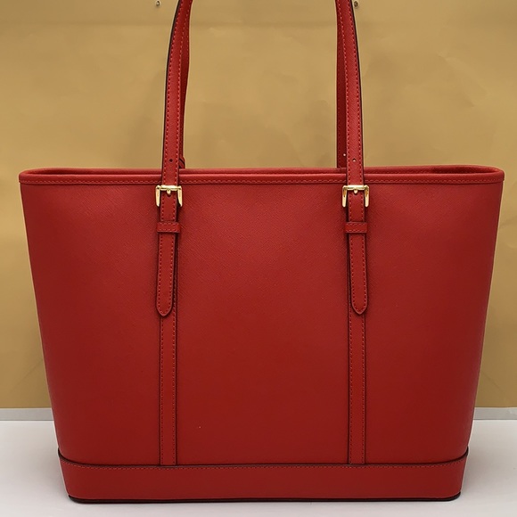 MICHAEL KORS JET SET TRAVEL LARGE TOP ZIP SHOULDER TOTE FLAME COLOR - Picture 2 of 14